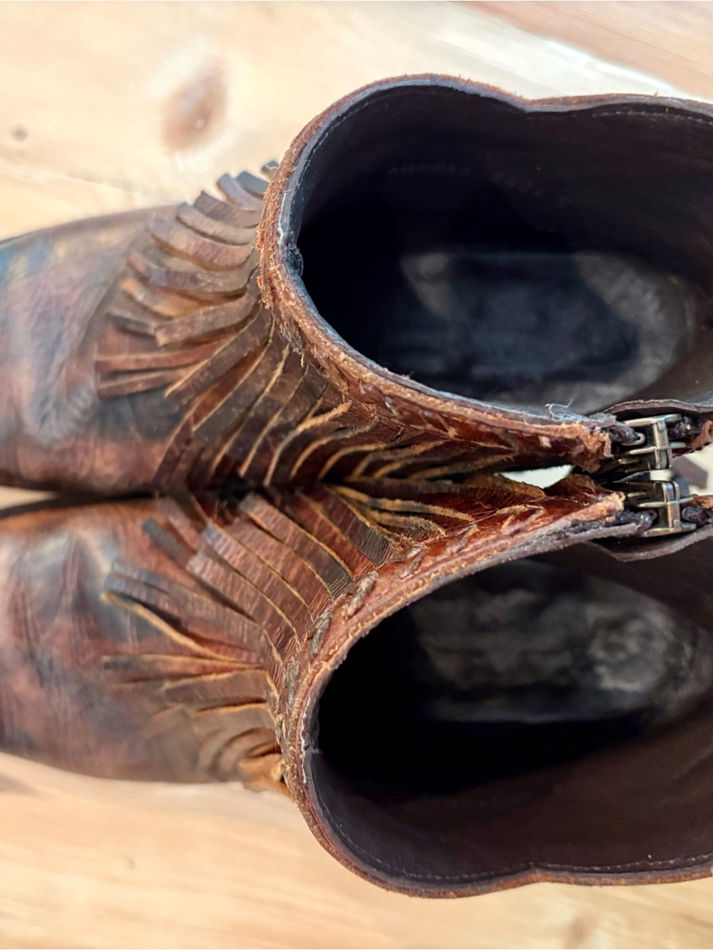 Old Gringo “Milani” Brown Leather Fringe Ankle Boots - Picture 9 of 11